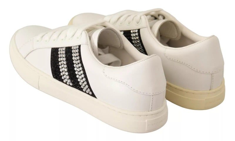 Marc Jacobs Sneakers en Cuir Blanc avec Cristaux