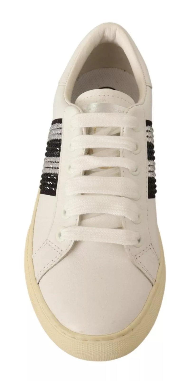 Marc Jacobs Sneakers en Cuir Blanc avec Cristaux