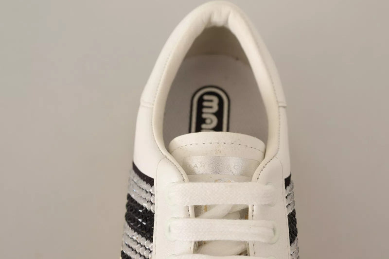 Marc Jacobs Sneakers en Cuir Blanc avec Cristaux