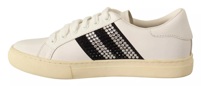 Marc Jacobs Sneakers en Cuir Blanc avec Cristaux