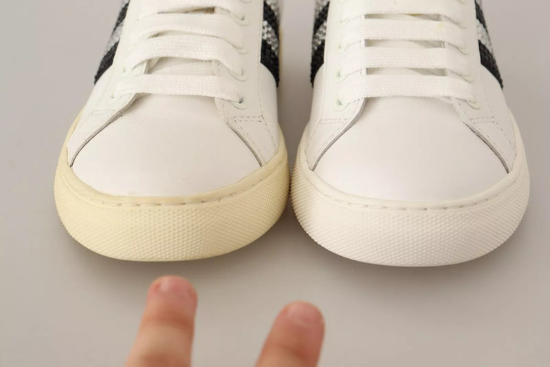 Marc Jacobs Sneakers en Cuir Blanc avec Cristaux