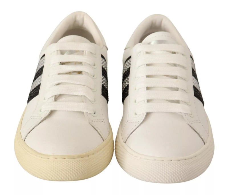 Marc Jacobs Sneakers en Cuir Blanc avec Cristaux