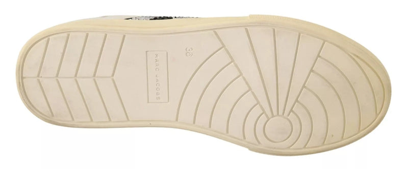 Marc Jacobs Sneakers en Cuir Blanc avec Cristaux