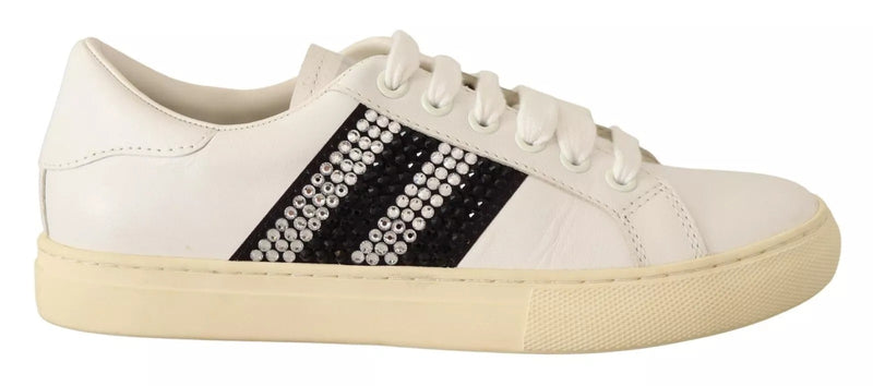 Marc Jacobs Sneakers en Cuir Blanc avec Cristaux