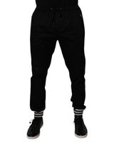 Pantalon de jogging en coton extensible noir Dolce &amp; Gabbana