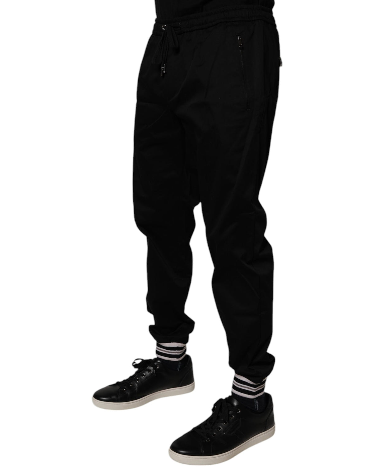 Pantalon de jogging en coton extensible noir Dolce &amp; Gabbana