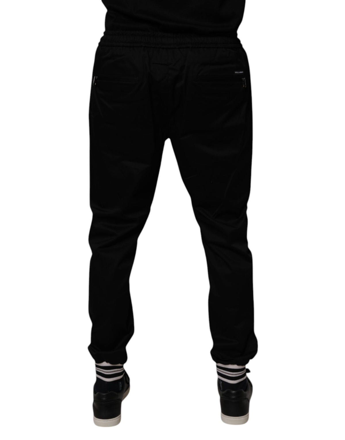 Pantalon de jogging en coton extensible noir Dolce &amp; Gabbana