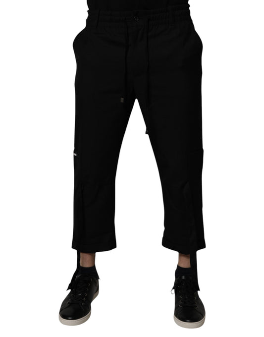 Dolce & Gabbana zwarte polyester cropped broek voor heren