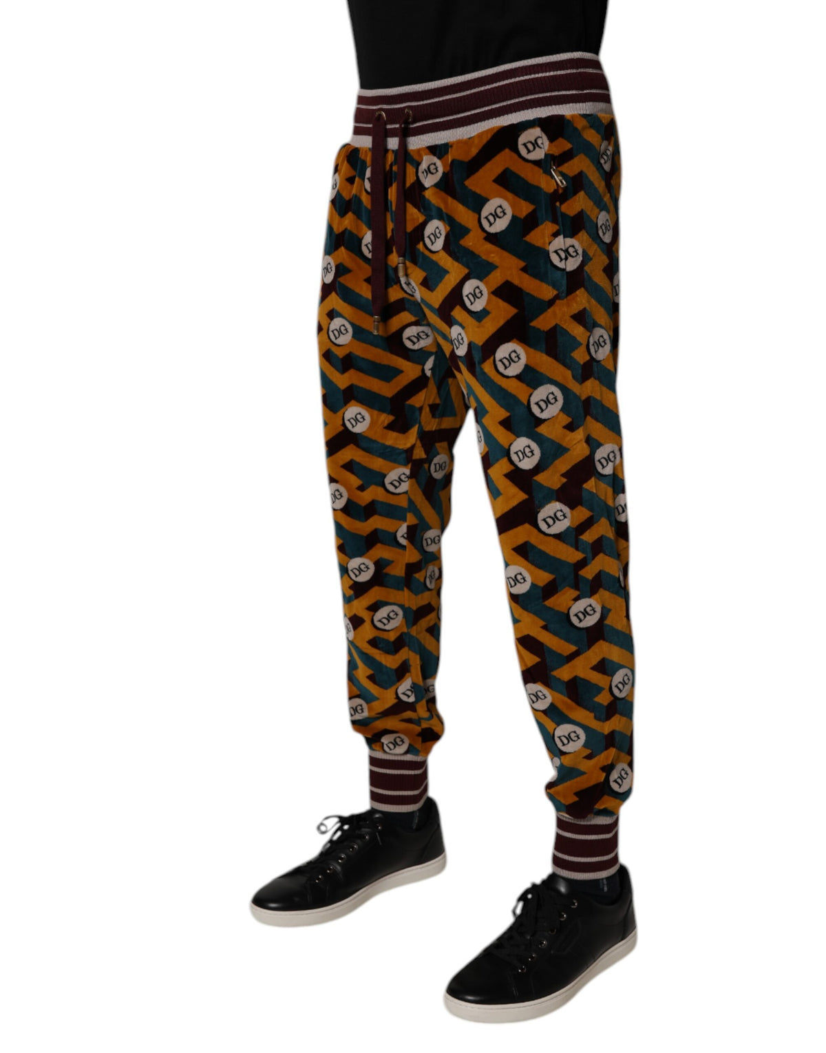 Pantalon de jogging en sweat à logo et monogramme multicolore Dolce &amp; Gabbana