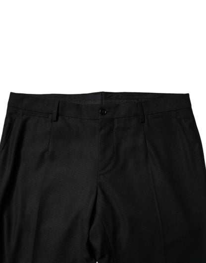 Dolce & Gabbana zwarte, smalle, formele broek van maagdelijke wol voor heren.