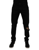 Jean skinny homme en coton noir délavé Dolce &amp; Gabbana