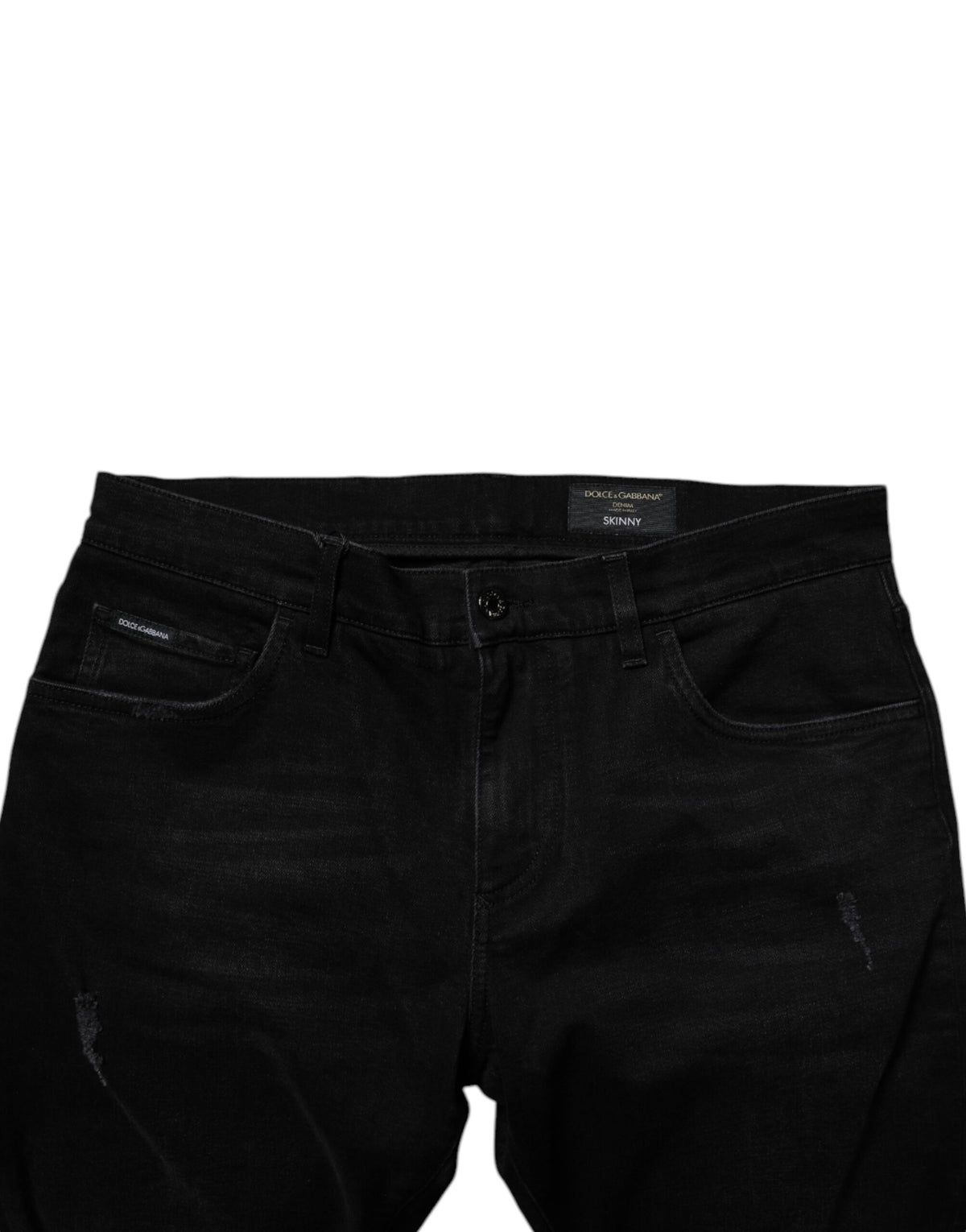 Jean skinny homme en coton noir délavé Dolce &amp; Gabbana