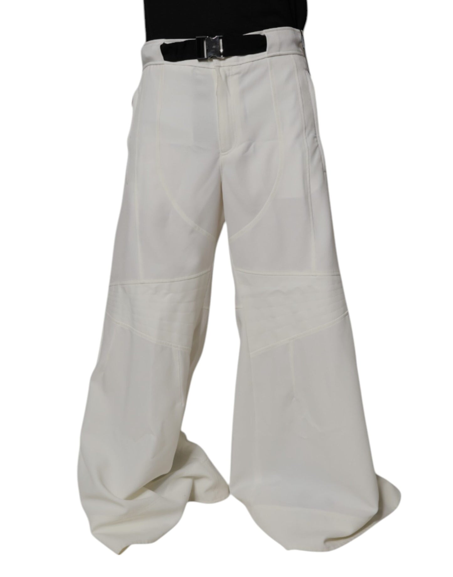 Pantalon large blanc taille mi-hauteur Dolce &amp; Gabbana