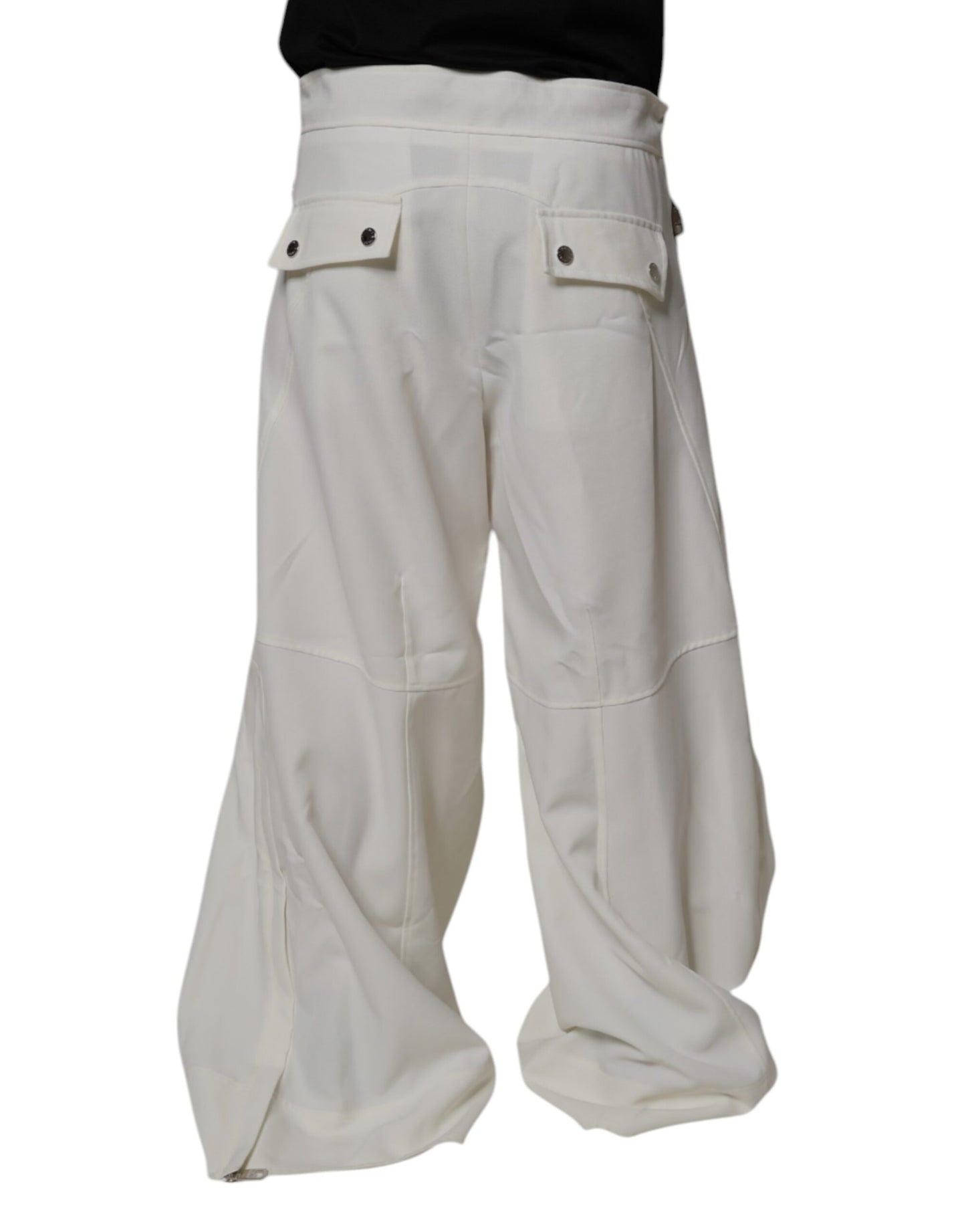 Pantalon large blanc taille mi-hauteur Dolce &amp; Gabbana