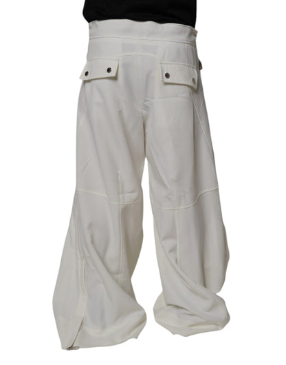 Pantalon large blanc taille mi-hauteur Dolce &amp; Gabbana
