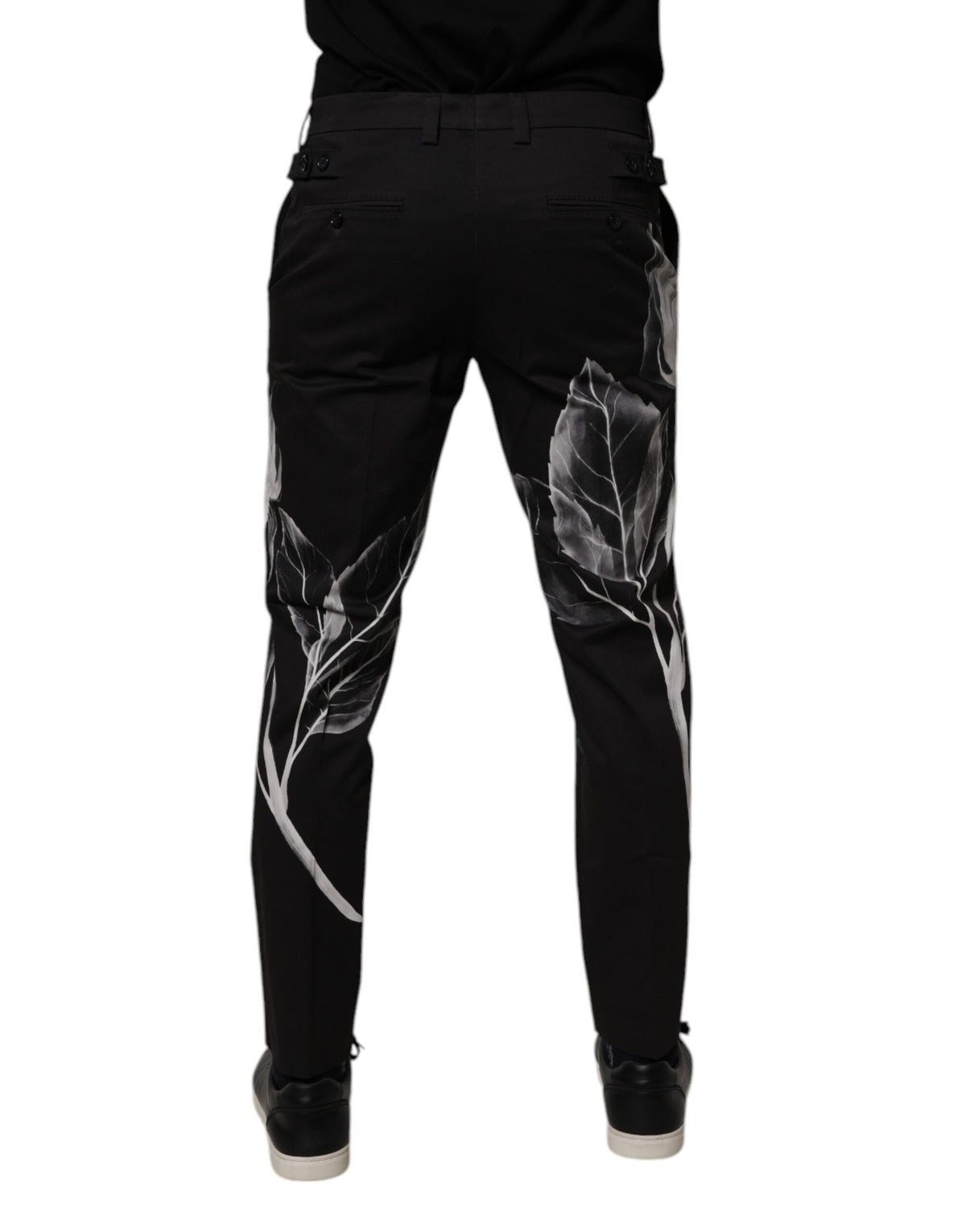 Pantalon-robe moulant en coton noir à motifs floraux Dolce &amp; Gabbana