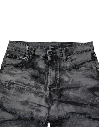 Dolce & Gabbana Gray Tie Dye Cotton Skinny Men Denim Jeans