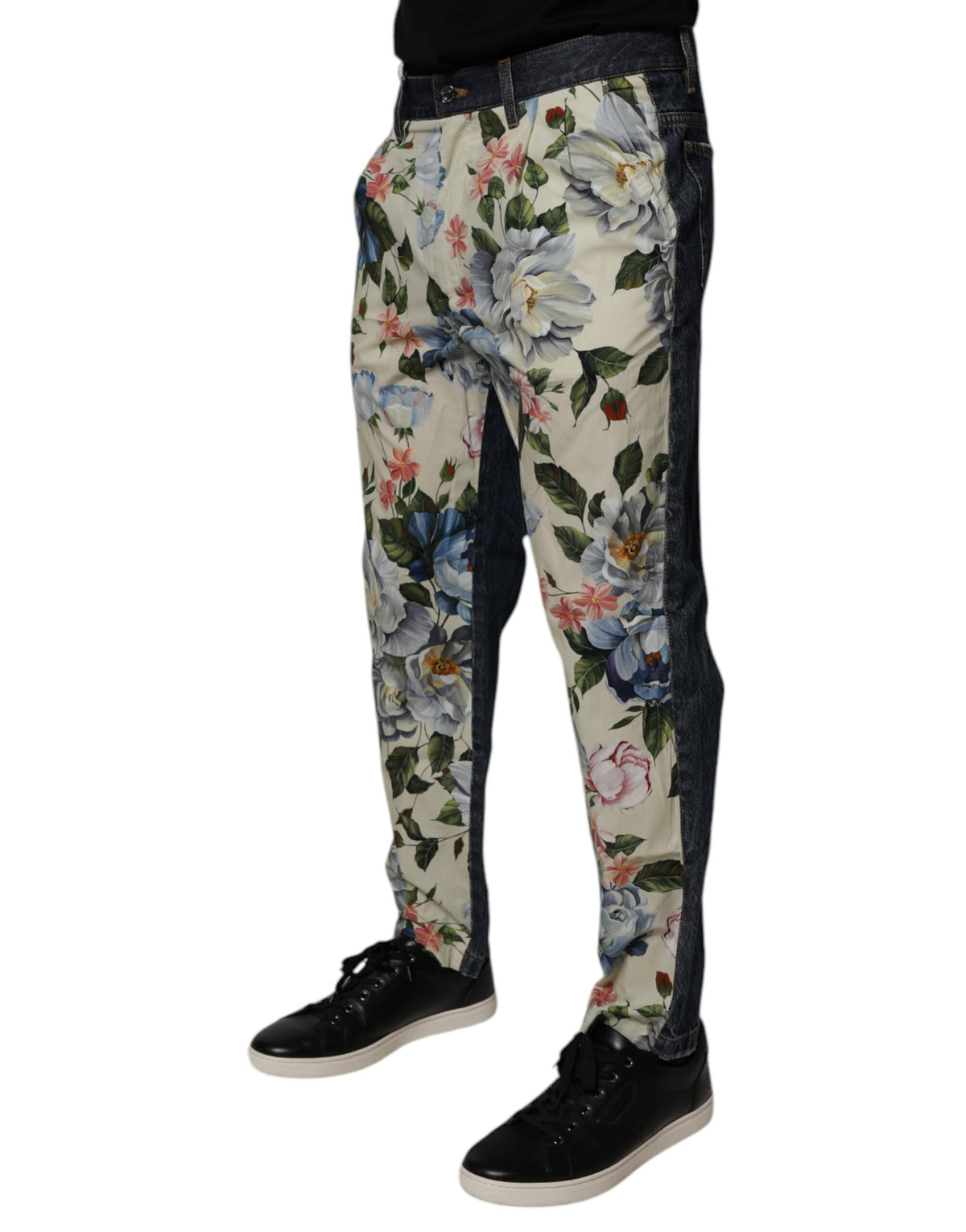 Jeans en jean pour homme Dolce &amp; Gabbana, beige, bleu, floral, coton.