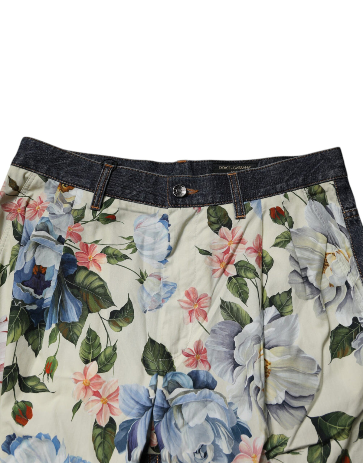 Jeans en jean pour homme Dolce &amp; Gabbana, beige, bleu, floral, coton.