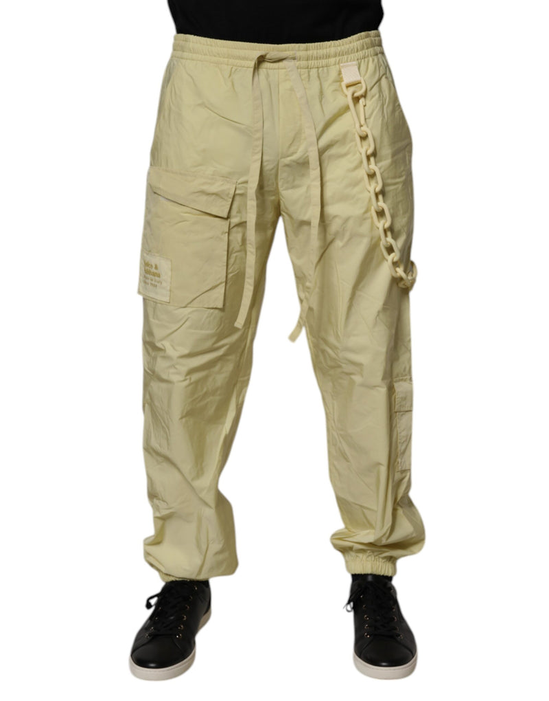 Pantalon de jogging cargo en nylon jaune avec chaîne pour homme de Dolce &amp; Gabbana
