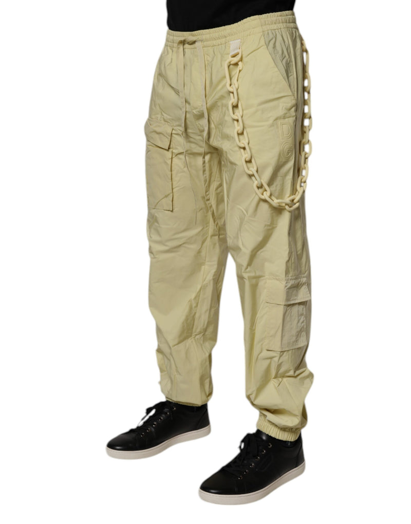 Pantalon de jogging cargo en nylon jaune avec chaîne pour homme de Dolce &amp; Gabbana