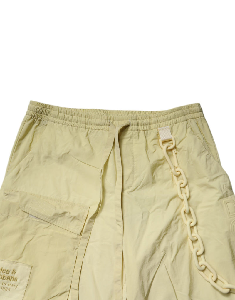 Pantalon de jogging cargo en nylon jaune avec chaîne pour homme de Dolce &amp; Gabbana
