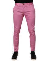 Pantalon habillé homme Dolce &amp; Gabbana, coupe slim, en coton rose.