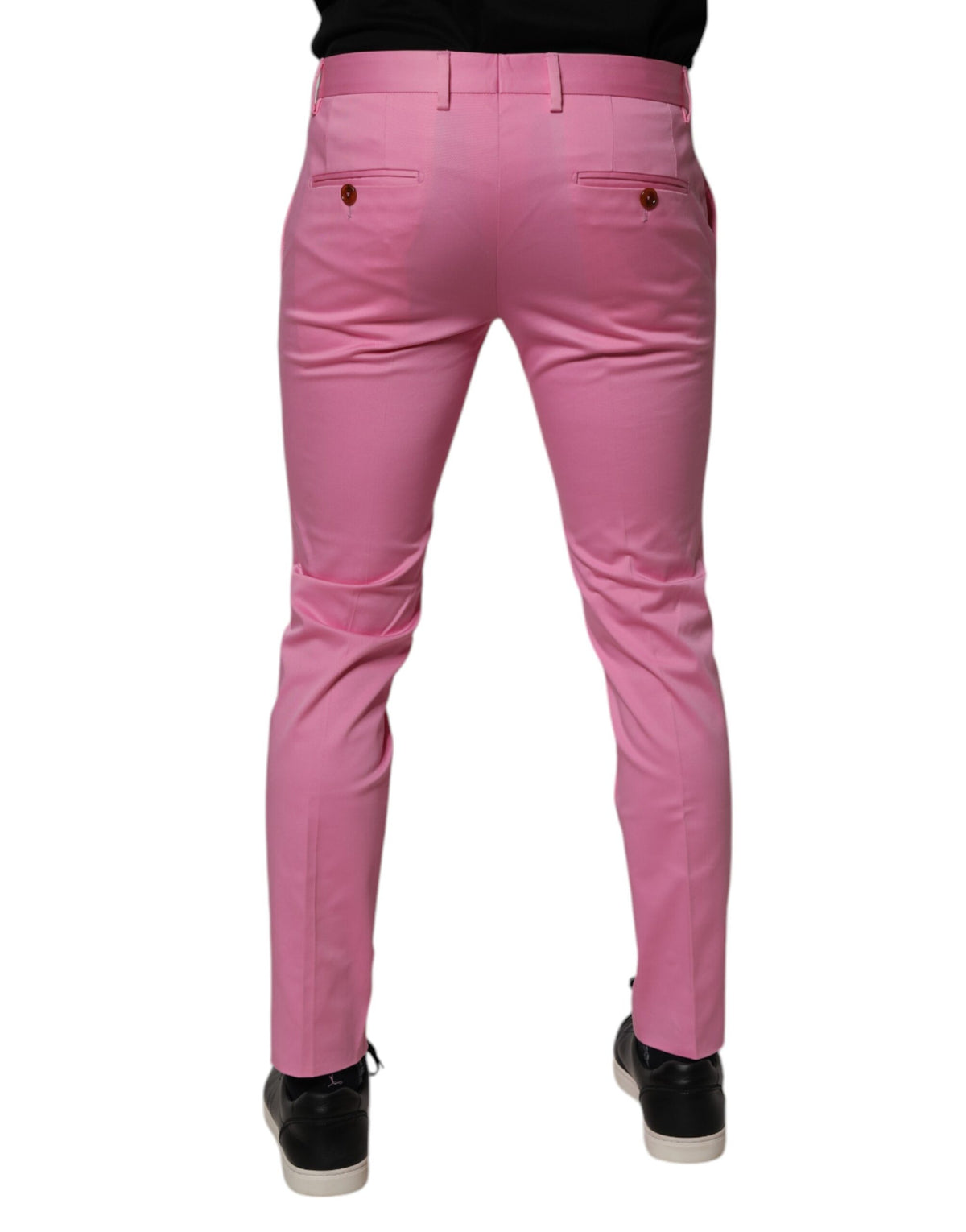 Pantalon habillé homme Dolce &amp; Gabbana, coupe slim, en coton rose.