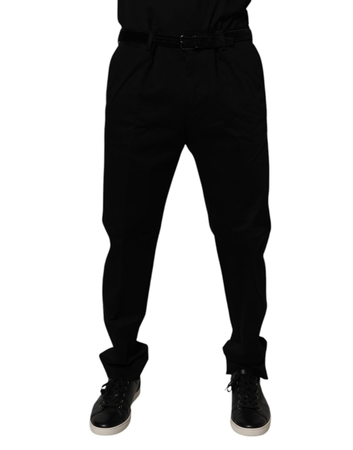 Pantalon habillé slim pour homme en coton noir Dolce &amp; Gabbana