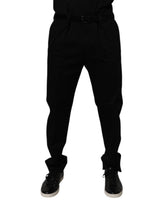 Pantalon habillé slim pour homme en coton noir Dolce &amp; Gabbana