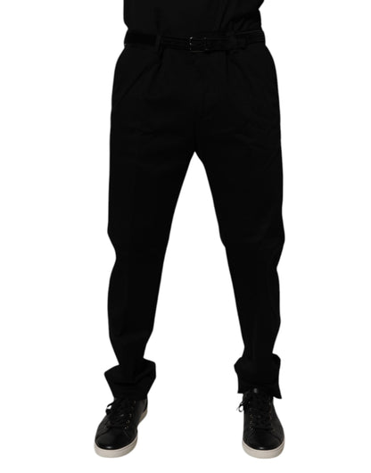 Pantalon habillé slim pour homme en coton noir Dolce &amp; Gabbana
