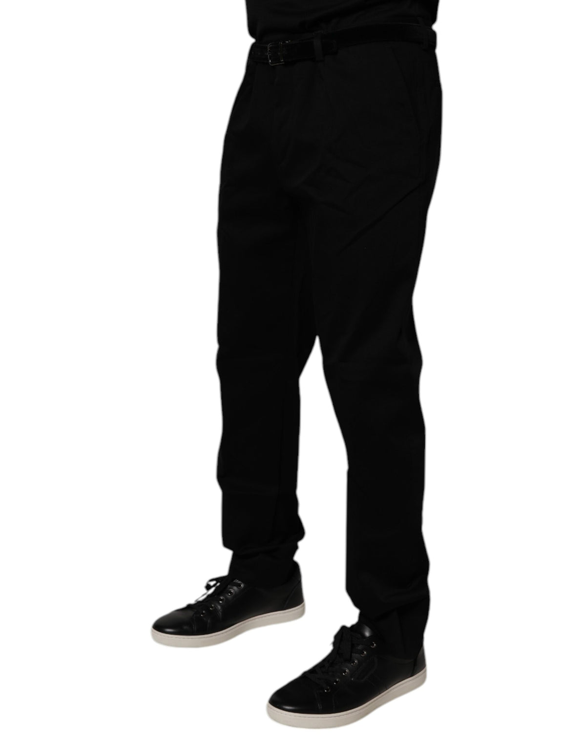 Pantalon habillé slim pour homme en coton noir Dolce &amp; Gabbana