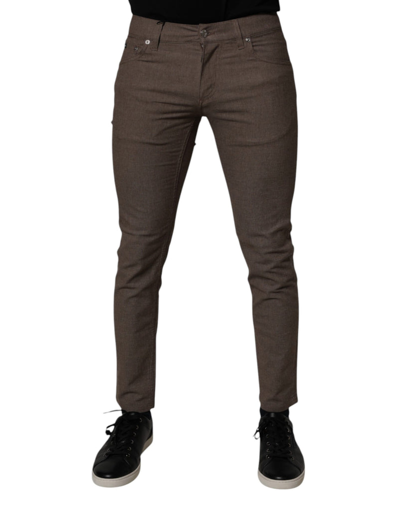 Pantalon chino en coton extensible brun de Dolce &amp; Gabbana