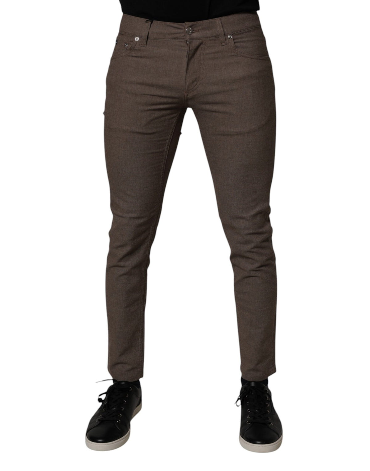 Pantalon chino en coton extensible brun de Dolce &amp; Gabbana