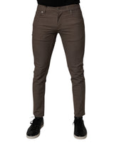 Pantalon chino en coton extensible brun de Dolce &amp; Gabbana