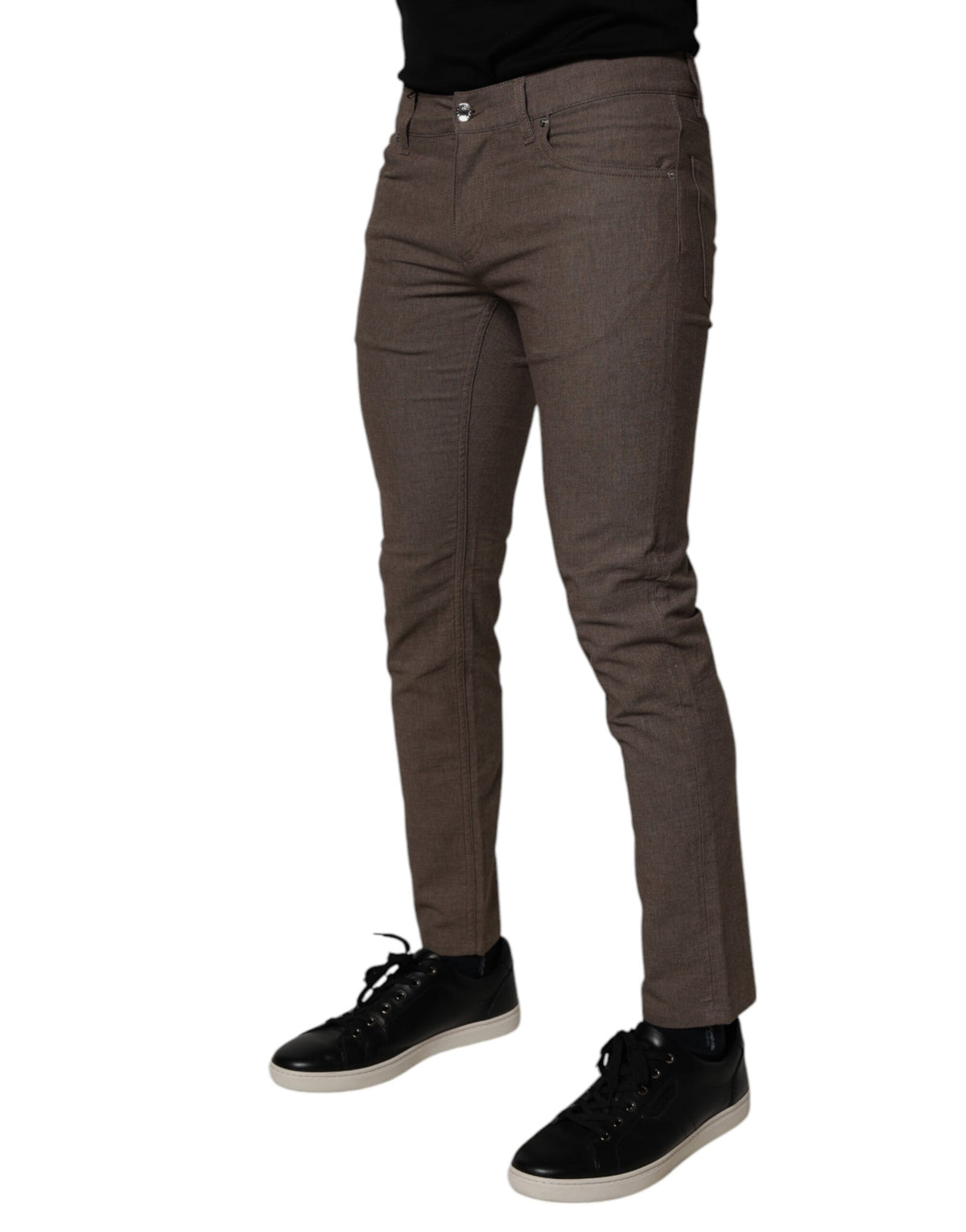 Pantalon chino en coton extensible brun de Dolce &amp; Gabbana