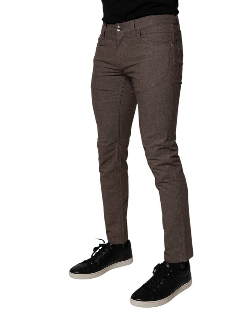 Pantalon chino en coton extensible brun de Dolce &amp; Gabbana