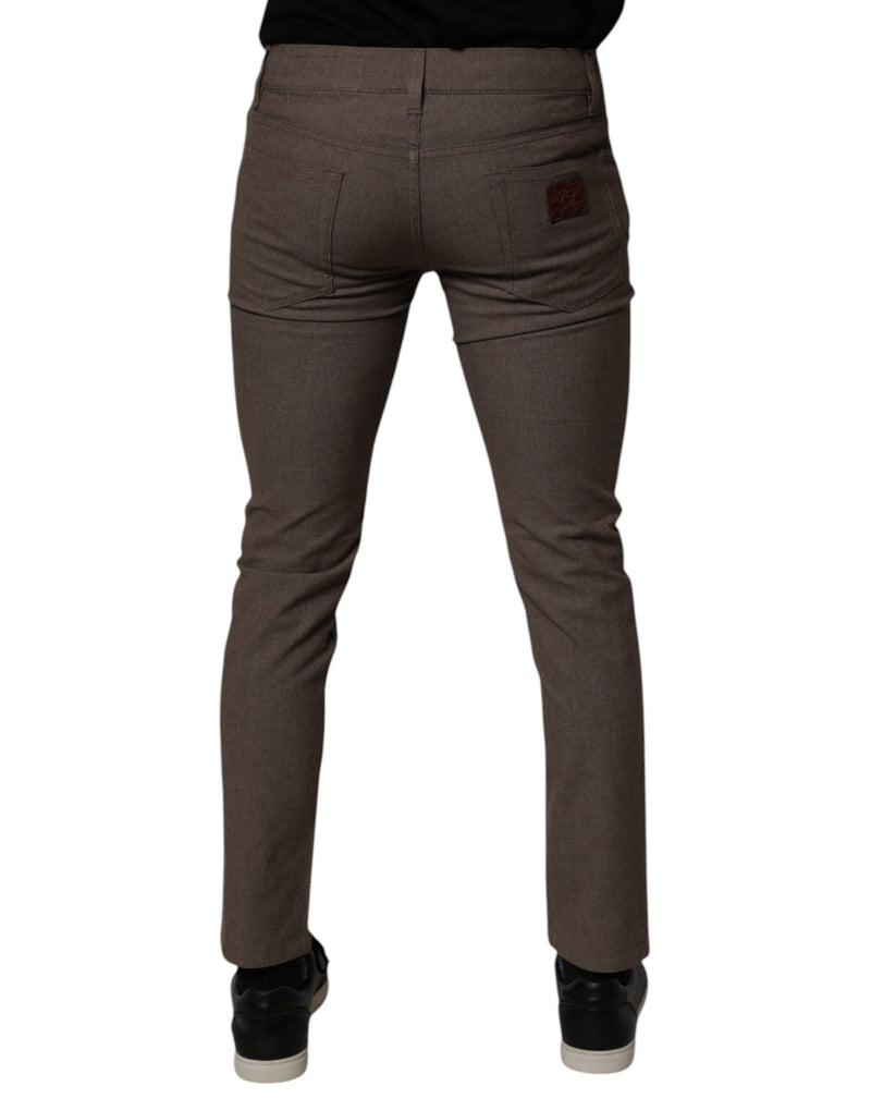 Pantalon chino en coton extensible brun de Dolce &amp; Gabbana