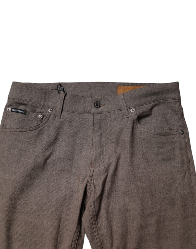 Pantalon chino en coton extensible brun de Dolce &amp; Gabbana