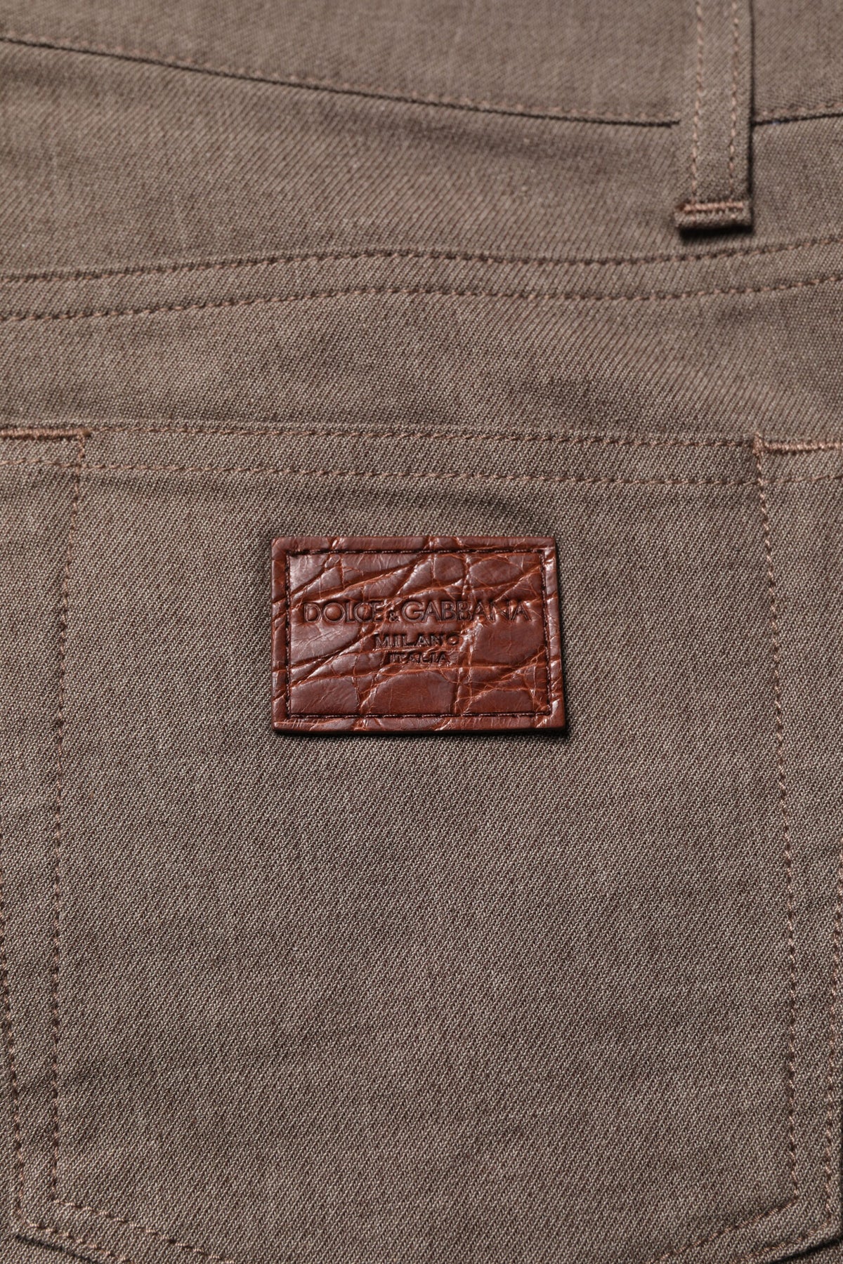 Pantalon chino en coton extensible brun de Dolce &amp; Gabbana