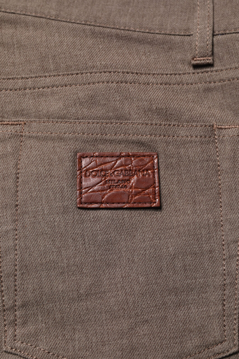 Pantalon chino en coton extensible brun de Dolce &amp; Gabbana