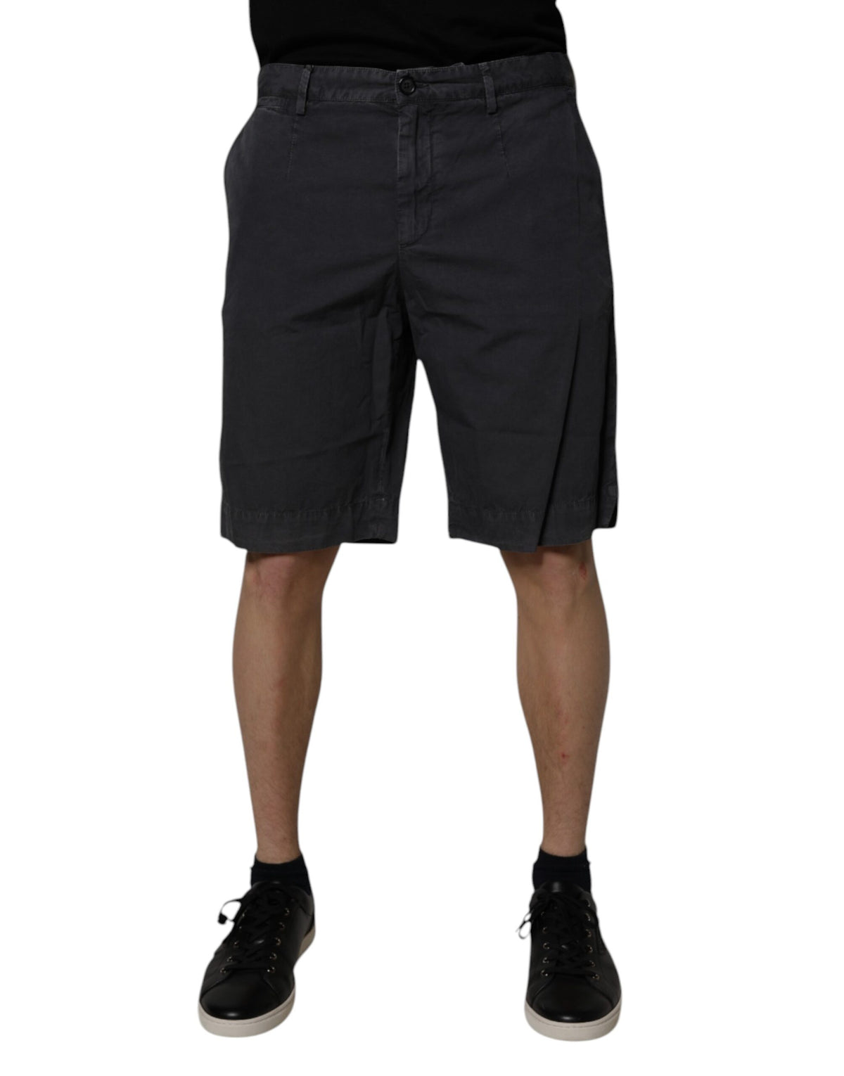 Shorts Bermuda pour homme en coton gris foncé à taille mi-hauteur de Dolce &amp; Gabbana