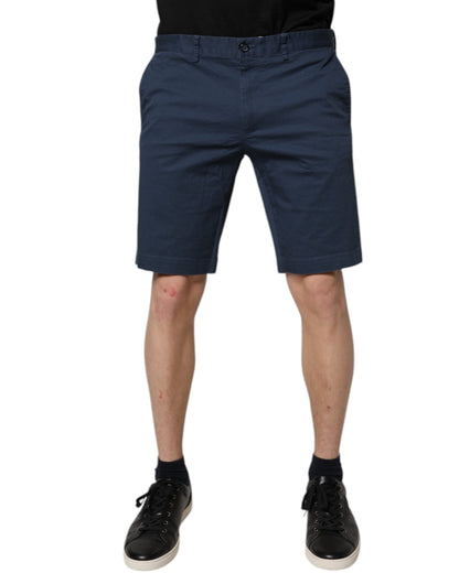 Dolce & Gabbana Blue Cotton Mid Waist Men Bermuda Shorts