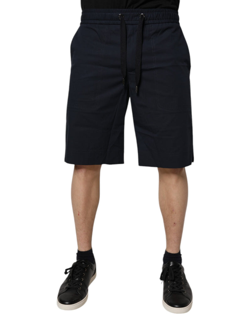 Dolce &amp; Gabbana donkerblauwe katoenen Bermuda sweatshorts