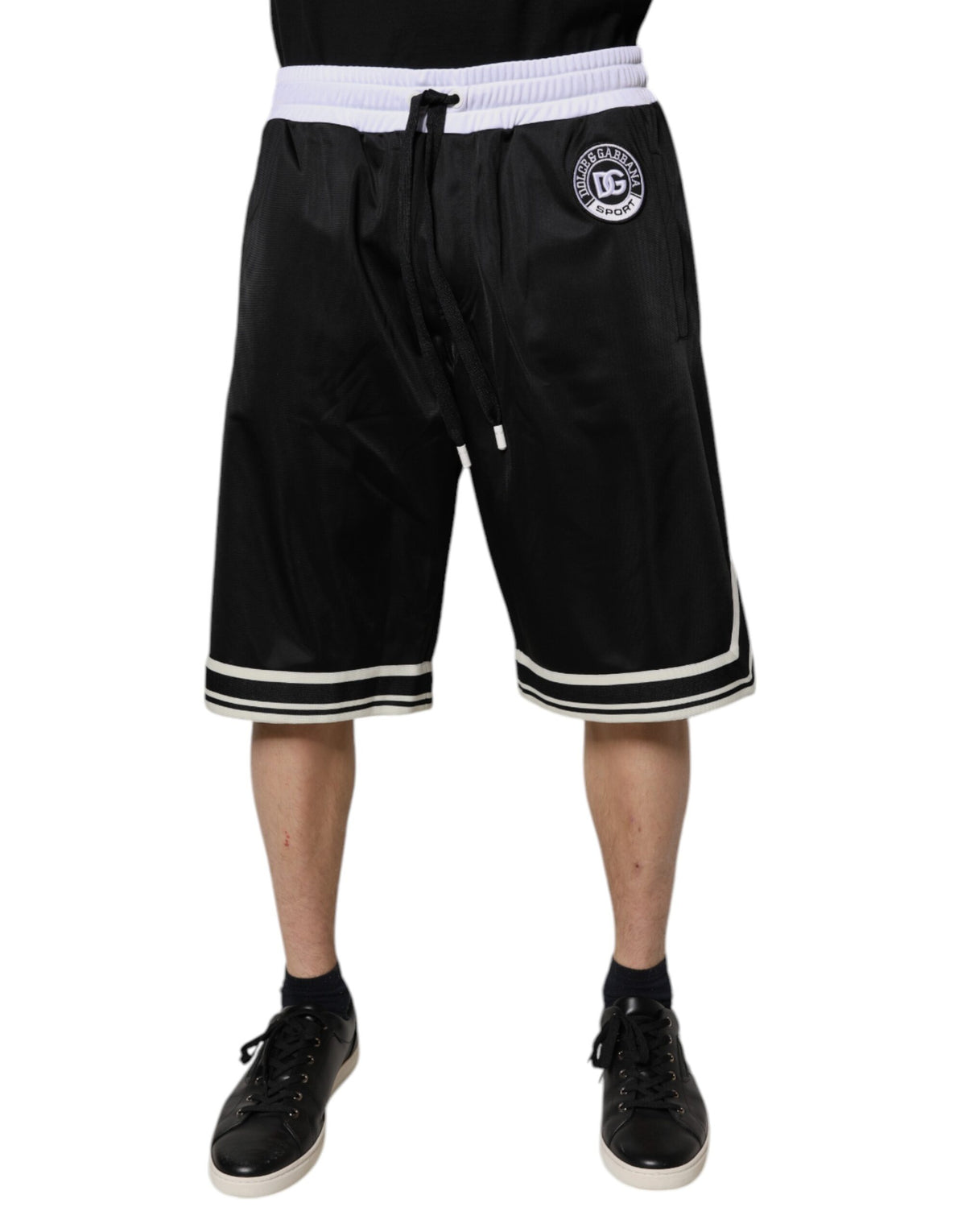 Shorts Bermuda en coton noir et blanc pour homme Dolce &amp; Gabbana