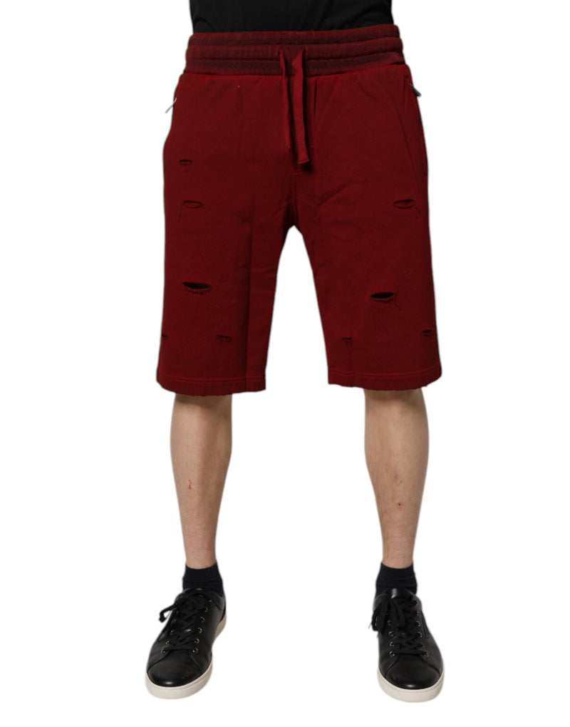 Shorts Bermuda en molleton à effet déchiré marron de Dolce &amp; Gabbana