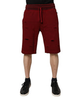 Shorts Bermuda en molleton à effet déchiré marron de Dolce &amp; Gabbana