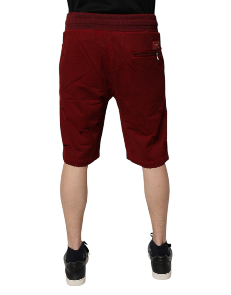 Shorts Bermuda en molleton à effet déchiré marron de Dolce &amp; Gabbana