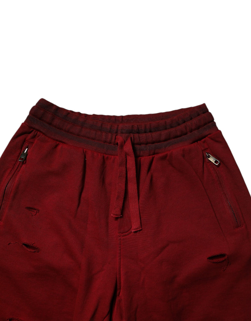 Shorts Bermuda en molleton à effet déchiré marron de Dolce &amp; Gabbana