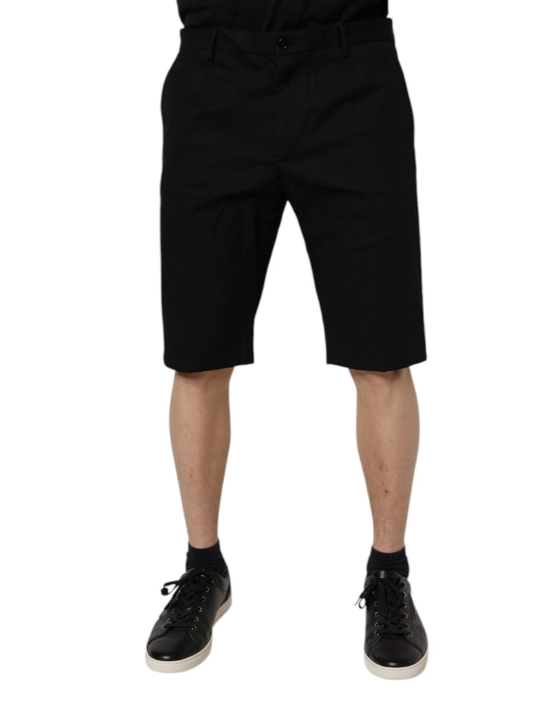 Shorts Bermuda taille mi-hauteur en coton extensible noir de Dolce &amp; Gabbana